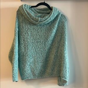 Free People Soft Teal Cowl Neck Sweater